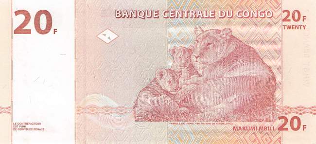 Kongo p.88A 20 Francs  1997